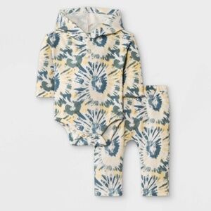 GRAYSON MINI: Baby Boys' 2pc Tie-Dye Long Sleeve Henley Top & Bottom Set